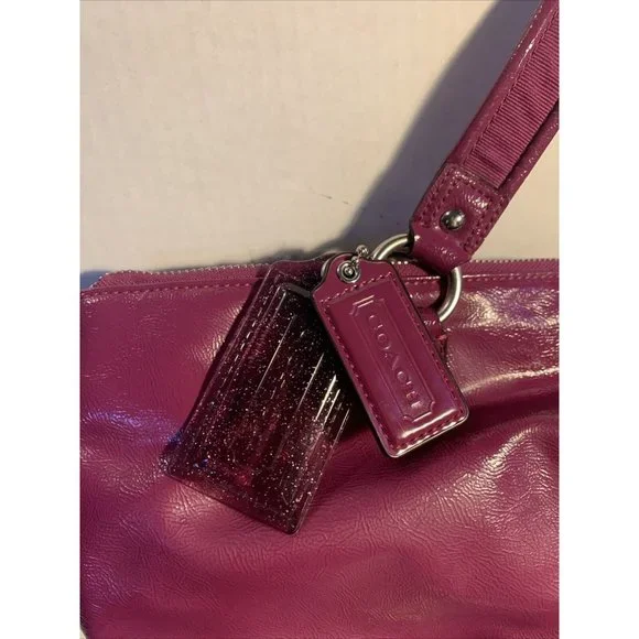 Coach Berry Patent Leather Poppy Daisy Liquid Gloss Tote Bag With Wallet #F20004 - Picture 8 of 15